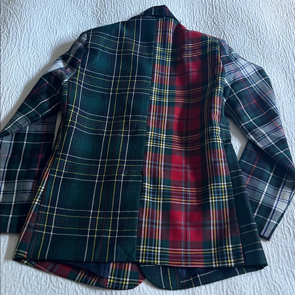 Classic Prep Holiday Plaid Cotton Blazer, size XL - Picture 5 of 5